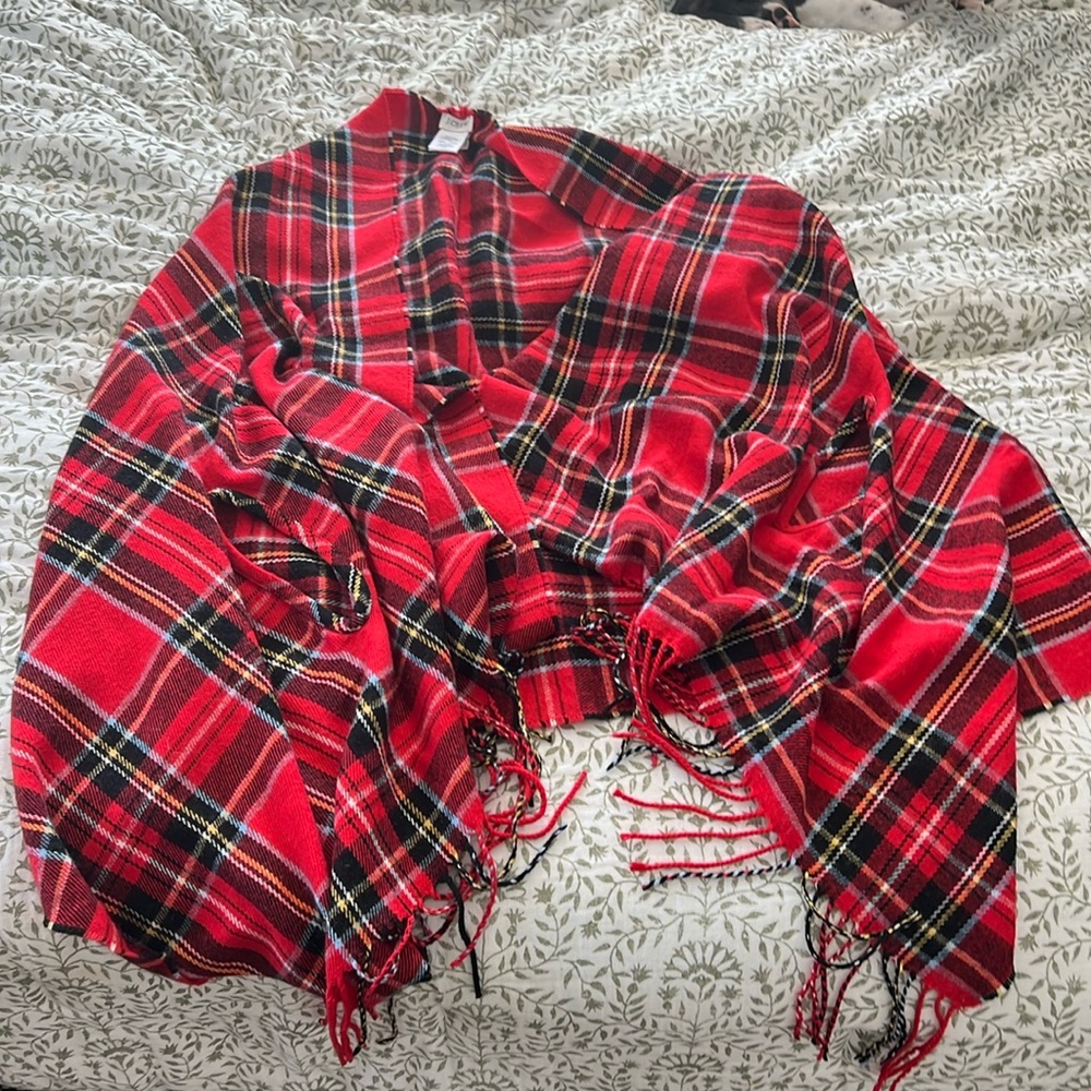 JCrew plaid wrap with arm holes